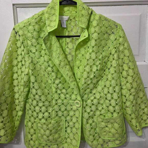 Chico's neon green bright summer blazer womens size 0 / XS - Picture 4 of 8